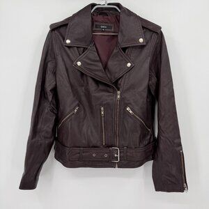 Quince Women's Port Leather Motorcycle Jacket sz M Medium Sheep Leather Belted